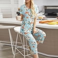 thumbnail image 4 of WTXUE Ensembles Lounge Ensembles de Pyjama Pyjamas pour Femmes Hauts Pantalons Capri Imprimé avec Poches Ensemble de Pyjama 2 Pcs L, 4 of 7