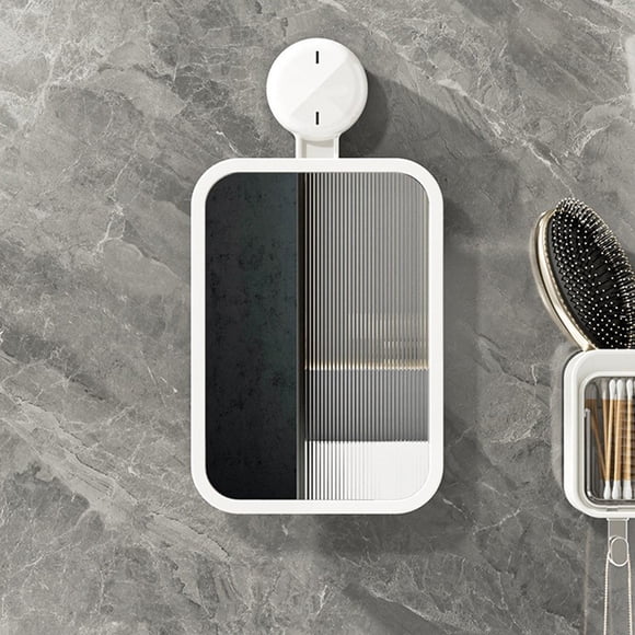 Suction Cup Makeup Mirror, Wall Mounted Shelf for Bathroom, HD Waterproof Cosmetic Mirror with Storage
