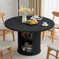 thumbnail image 1 of Wirrytor 47" Black Dining Room Table with Storage, Modern Round Table for 4, Kitchen table with 2-Layer Storage Shelves, Circle Dining Table, 1 of 9