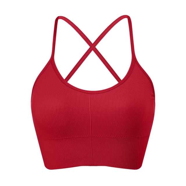 Harpily 2025 Bra Women's Comfortable Slim Strap Fit Back Sports Quick Drying And Shockproof Large Open Back Yoga Removable Chest Pad Bra