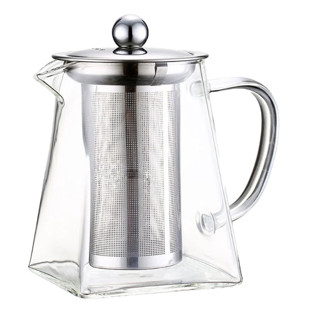 Glass Tea Pot Stainless Infuser Kettle Water Teapot 650ml/21.98oz