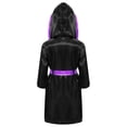 thumbnail image 2 of Yeahdor Enfants Garçons Robe de Boxe Art Martial Muay Thaï Uniforme Manches Longues Kick Boxe Robe à Capuche Ensembles Noir&Violet B 16, 2 of 5