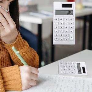 Vadktai Calculatrice 12 Pile de bureau double puissance et solaire, calculatrice de bureau avec LCD Affichage pour bureau, école, maison & Utilisation commerciale, 4 x 2in
