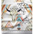 thumbnail image 1 of Soimoi Velvet Fabric Triangle & Animal Face Print Sewing Fabric Yard 58 Inch Wide, 1 of 3