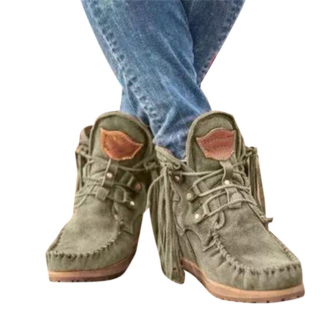 Nouvelles Bottines Rétro en Daim pour Femmes Chaussures de Luxe Mates avec Franges Chaussures de Mode Rétro en Daim Chaussures de Luxe Mates avec Franges Bottines à la Mode pour Femmes (Noir 43)