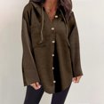 thumbnail image 2 of Swstbby Soldes d'Automne! Hauts d'Automne pour Femmes Grande Taille, Chandail à Capuchon à Manches Longues Patchwork Contrasté Décontracté Café L, 2 of 5