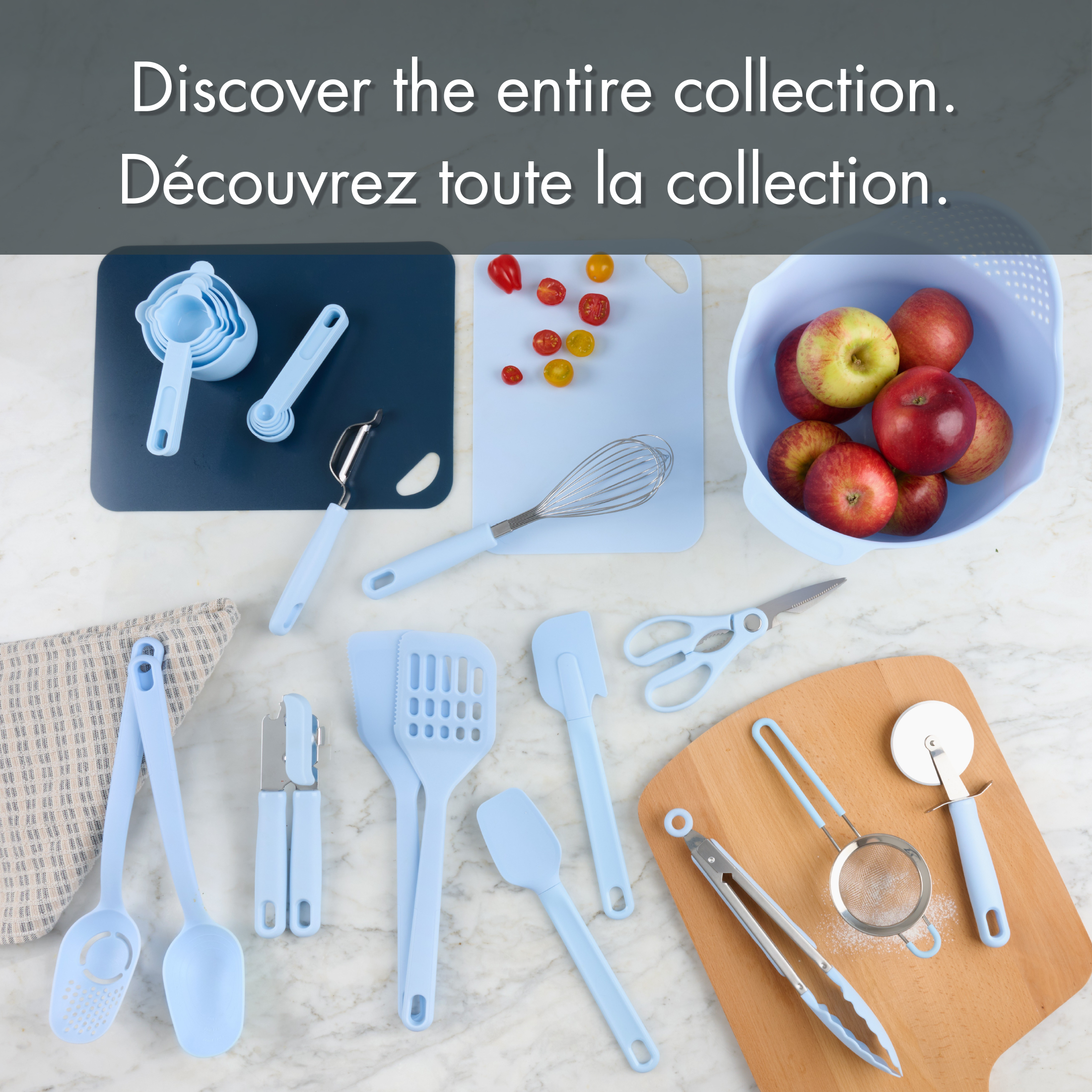 Passoire à maille fine Mainstays avec poignée recouverte de silicone, panier de 23,8 cm, ustensile de cuisine, bleu