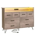 thumbnail image 1 of BeesClover Commode Moderne à 8 Tiroirs avec Lumières DEL, Station de Recharge Intégrée, Grand Rangement, Dimensions 49.08 Pouces x 16.73 Pouces x 35.43 Pouces, Parfaite pour la Chambre, le Salon et l'Entrée, 1 of 8