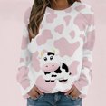 thumbnail image 2 of CEHVOM Womens Shirts Round-Neck Print Long Sleeve Tops Printed Regular Blouse Clearance, 2 of 5