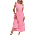 thumbnail image 2 of Économies à Durée Limitée, Robe Sans Manches Unie pour Femmes à la Mode, Robe Plissée Révélant la Taille, Robe Élégante Sans Manches Unie avec Design Plissé et Style Révélant la Taille pour un Style Moderne, 2 of 8