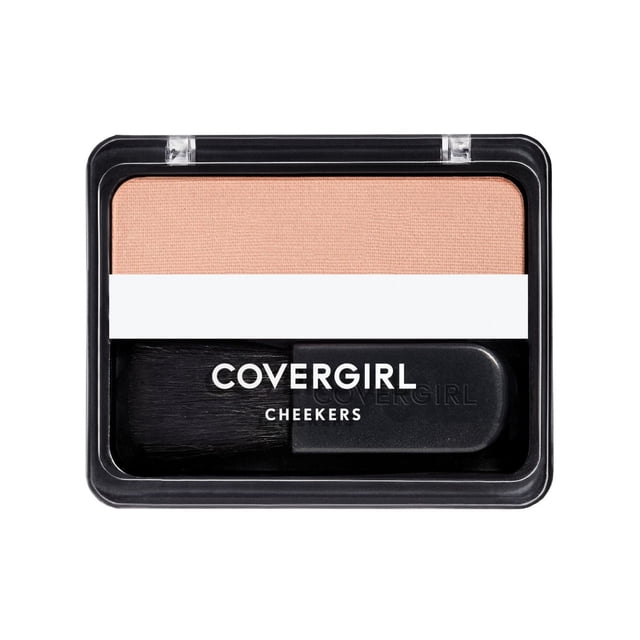 COVERGIRL Cheekers Blush compact dans un Étui Rectangulaire Noir avec Poudre de Blush Pêche et un Petit Pinceau, Offrant une Couleur de Joues Douce, Modulable et Légère Testée Dermatologiquement pour un Port Naturel et Durable.