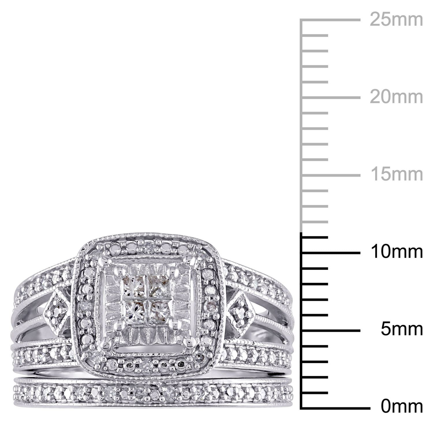 Miabella 0.25 Carat T.W. Diamond Sterling Silver HALO Bridal Set