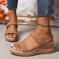 thumbnail image 2 of Dakaela Sandales pour Femmes Confortables à Plateforme Compensée Espadrilles à Bout Ouvert pour la Marche à Enfiler Chaussures Brun 7, 2 of 9