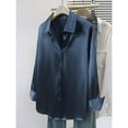 thumbnail image 3 of RXMEKW Blouses pour Femmes Décontractées, Mode Unie Décontractée à Manches Longues Cardigan Ample pour Dames Blouse Veste en Denim, 3 of 5