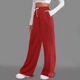 thumbnail image 2 of LUOGENLI Pantalon Décontracté pour Femme Pantalon Décontracté pour Femme Couleur Unie à Lacets Jambe Droite Pantalon de Sport Slacks2 Pantalon Décontracté pour Femme Taille Extensible Coton Pantalon Décontracté Femme Grande Taille Grande Rouge G, 2 of 7