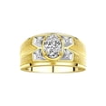 thumbnail image 1 of RYLOS Men's Rings 14K Yellow Gold Rings Classic Designer Style 8X6MM Oval Gemstone &  Diamond Ring White Topaz April Birthstone Rings For Men Size 12, 1 of 7