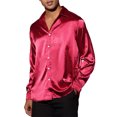 thumbnail image 4 of INSPIRE CHIC Men's Dress Satin V Neck Long Sleeves Button Down Party Shirts, 4 of 4