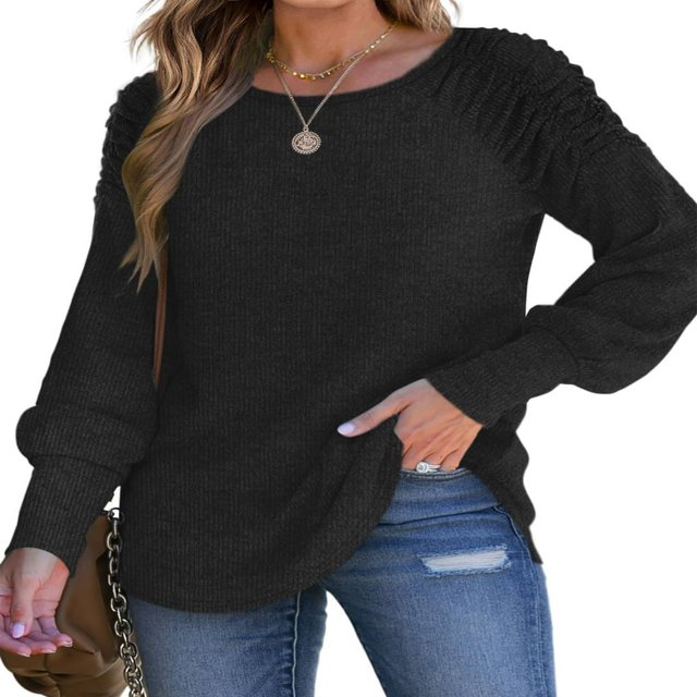 Stylish and Warm Women‘s Pullover with Ruched Detailing