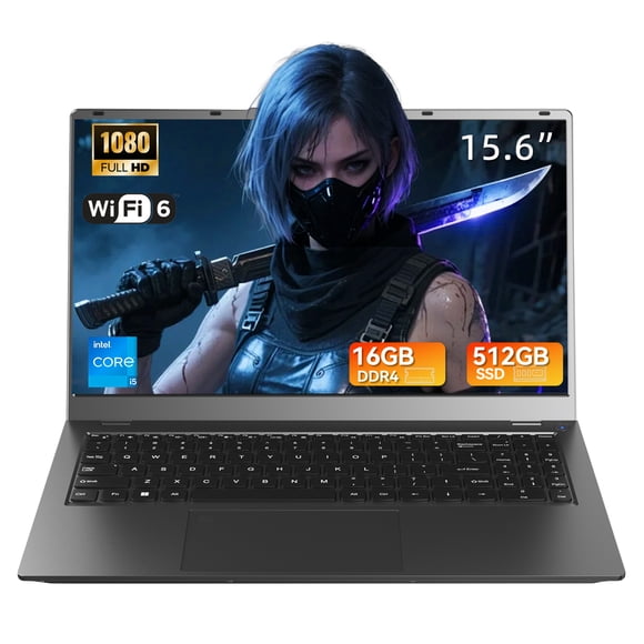 BREB 15.6" IPS Business Laptop: Intel i5-1240P (12-Core), 16GB RAM, 512GB SSD Lightweight for Office & Casual Gaming