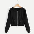 thumbnail image 3 of Timegard Zip up Hoodies for Women Plus Size Cropped Sweatshirts Long Sleeve Shirts Pullover Solid Color, 3 of 5