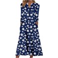 thumbnail image 2 of Babysbule Liquidation Robes d'Automne pour Femmes Mode Femmes Décontracté Élégant Col Rond Imprimé Été Manches Longues Poches Robe, 2 of 5