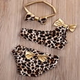 thumbnail image 3 of Baby Girls Bathing Swimsuit Leopard One Shoulder Vest Panties Bowknot Bikini Set, 3 of 6