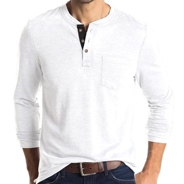 Pompotops Hommes Manches Longues Musclé Robuste Basique Uni Couleur Unie Blouse T-Shirt Haut Manches Longues Col Rond Blouses et Chemises en Solde
