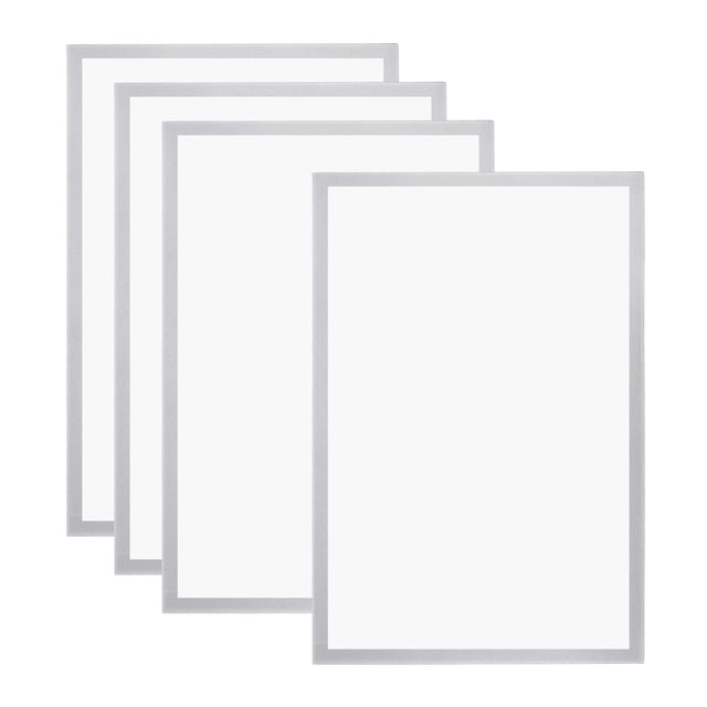 Unique Bargains A3 Magnetic Sign Holder, 4 Pack Magnetic Display Frame Self-Adhesive Picture Frame for Refrigerator, Silvery
