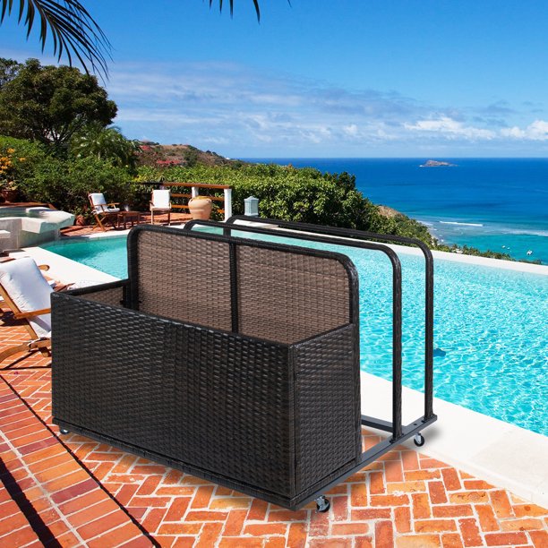 Panier De Rangement Pour Piscine – Organisateur En Maille – Pour Nouilles, Jouets, Flotteurs – 62x96x92 Cm – Roues Avec Freins