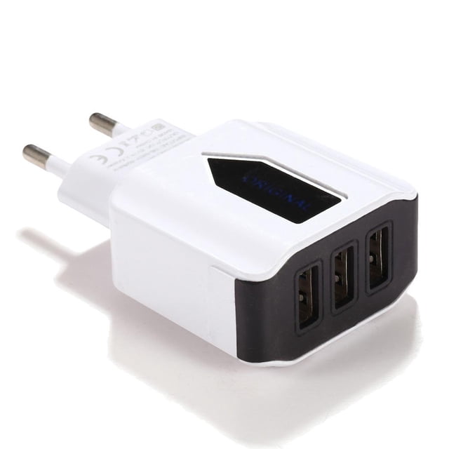 EU Plug Triple USB Port Wall Home Travel AC Power Charger Adapter