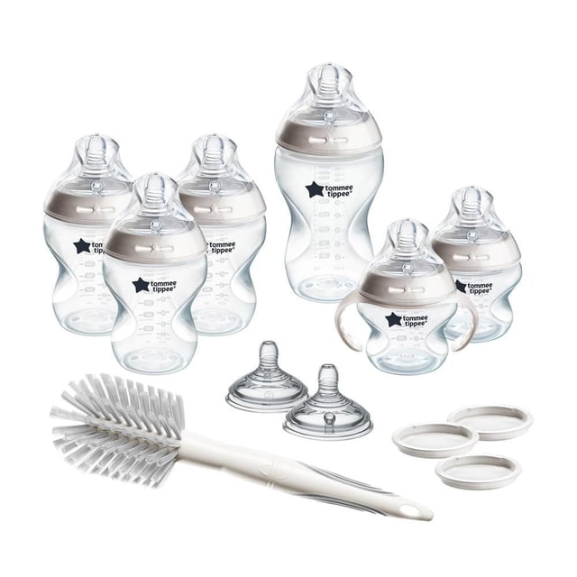 Tommee Tippee Natural Start Grow with Baby Bottle Set, 5oz, 9oz & 11oz Baby Bottles, Slow, Medium & Thicker Flow Breast-Like Nipples with Anti-Colic Valves, Removable Bottle Handles, Self-Sterilizing
