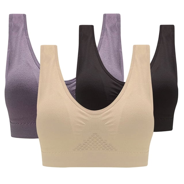 AherBiu 3pc Plus Size Sports Bras for Women High Support Wireless Workout Bras Full Coverage Push up Yoga Running Bralettes