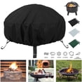 thumbnail image 4 of Outdoors Fire Pit Cover Heavy Duty Waterproof 210T Polyester with Thick PVC Coating Full Coverage PatioRound Fire Pit Fireplace Cover Waterproof Dustproof Black, 4 of 9