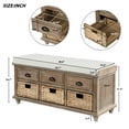 thumbnail image 2 of Entryway Bench, Shoe Bench with Hidden Storage, Shoe Storage Bench with 3 Drawers and 3 Rattan Baskets, Storage Shelf with Seat Cushion for Living Room, Entryway, Wood, Natural (42 inch), 2 of 10