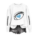 thumbnail image 2 of Meichang Chandail de Football pour Femmes, Coupe Ample, Manches Longues, Col Ras du Cou, Chandails Graphiques, Coupe Ample, Automne Hiver, Chandail à Enfiler Décontracté, Vêtements pour le Dimanche Jour de Match, 2 of 5