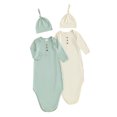 thumbnail image 1 of Gupgi 2 Pack Newborn Baby Sleeping Sack 0-3 Months Solid Color Long Sleeve Baby Swaddle Sleep Bag and Hat, 1 of 9
