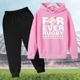 thumbnail image 2 of WEIYLL Ensembles pour Garçons Tenues à Capuche Football Personnalité Pantalon Imprimé Lettres Football Rugby Activité Complets Roses 11-12 Ans, 2 of 3