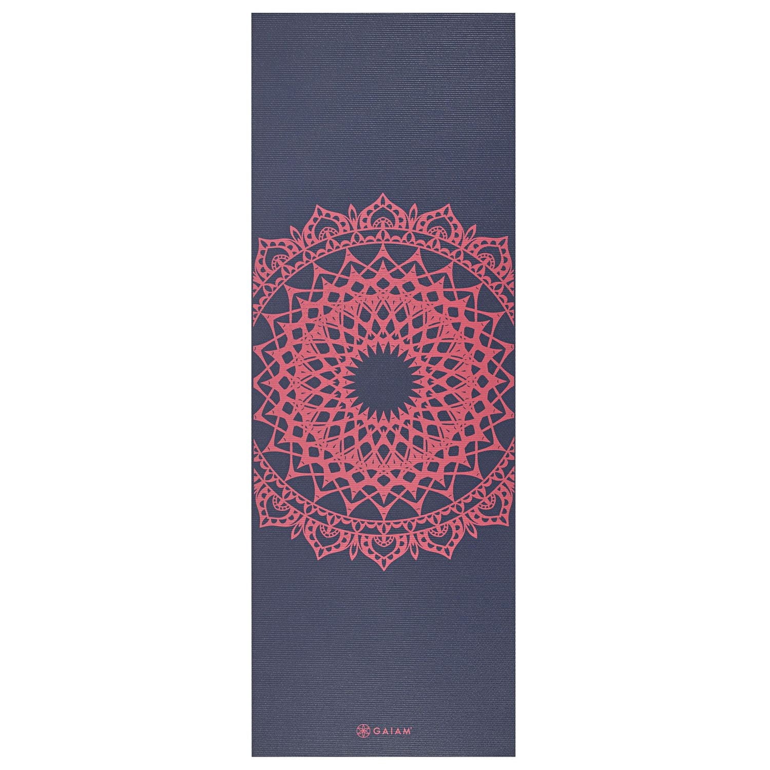 Gaiam 4MM Yoga Mat Pink and Navy Fleur Marrakesh