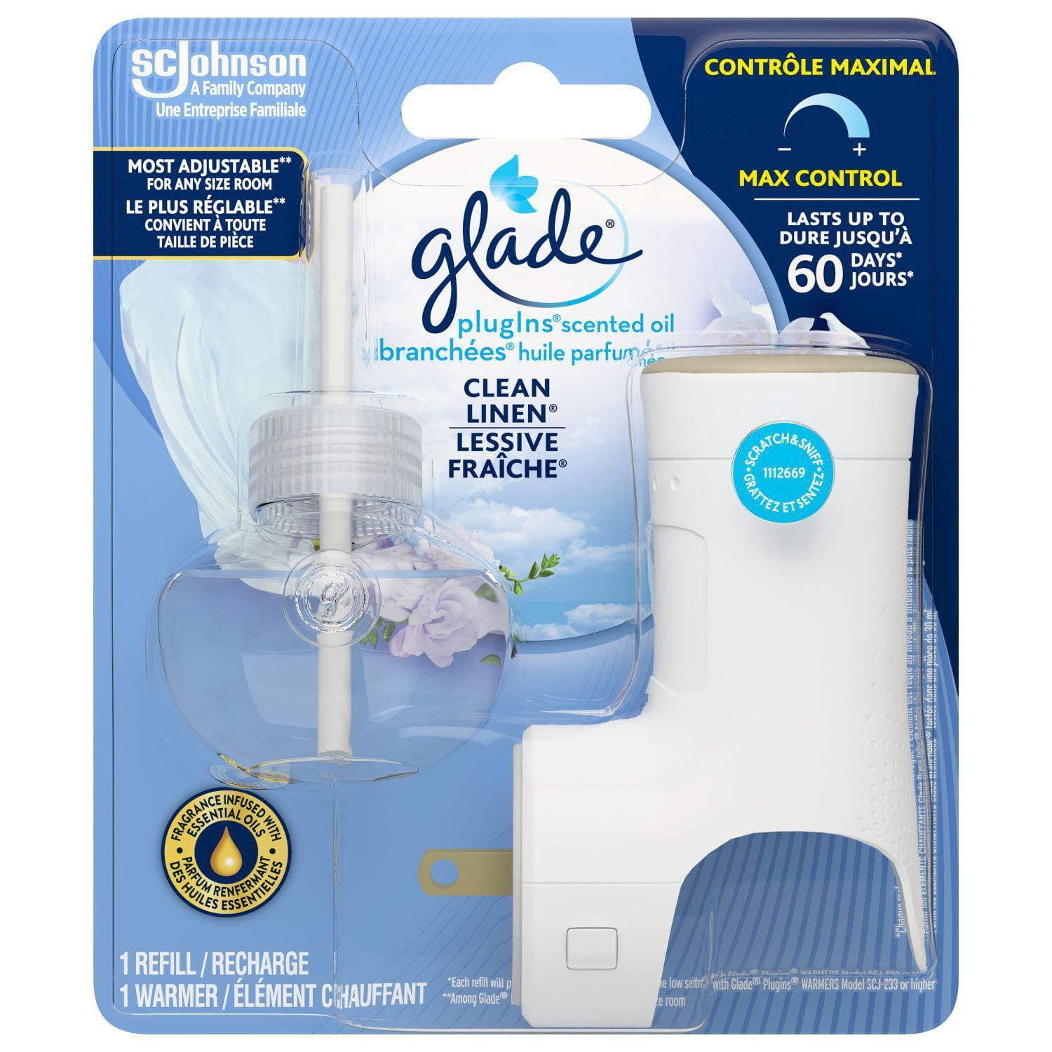 Glade Branchées® Huile parfumée Recharge, Lessive fraîche