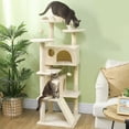 thumbnail image 2 of PawHut 54" Cat Tree Tower with Scratching Posts, Cat Condos, Beige, 2 of 10