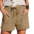 thumbnail image 1 of Timegard Womens Lounge Shorts Cotton Linen Elastic Waisted Drawstring Summer Loose Shorts with Pockets, 1 of 5