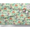 thumbnail image 2 of Soimoi Modal Satin Fabric Leaves & Floral Hand Drawn Printed Fabric 1 Yard 42 Inch Wide, 2 of 3