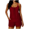 thumbnail image 3 of Sentmoon Two Piece Bathing Suit Swimming Trunks for Women and Swim Tops Womens Bikini High Waist Stretchy with Pockets Regular Fit Women Swimsuit Beach Essentials for Family S-2XL, 3 of 7
