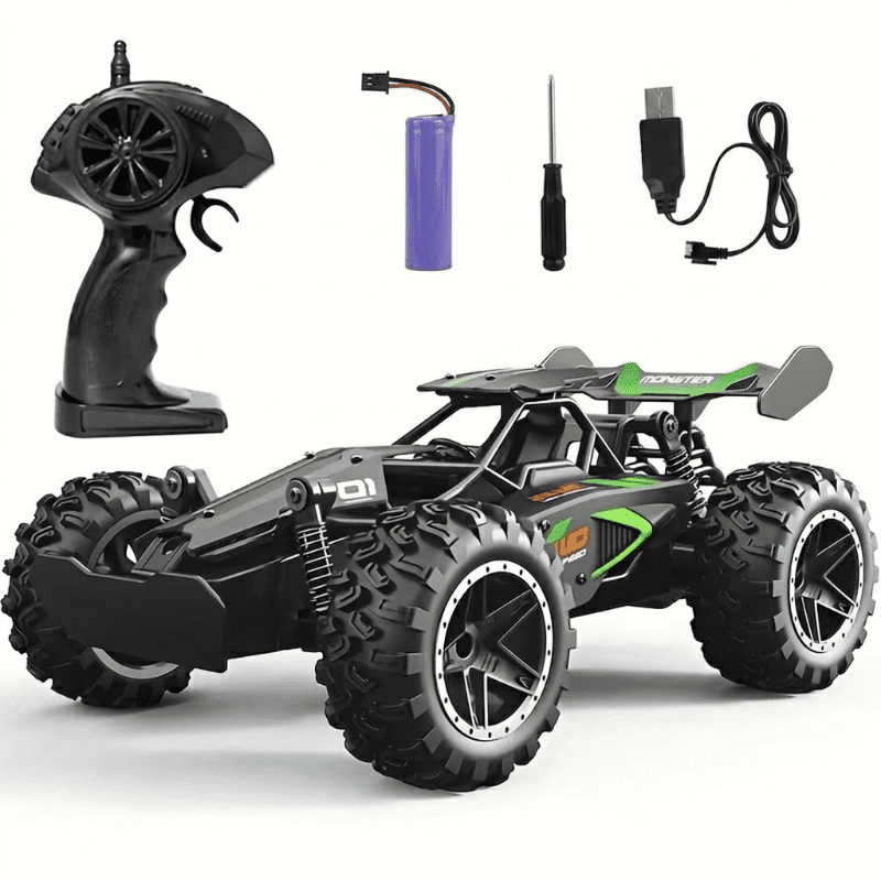 Funtogether Toys 1:18 2.4GHz Remote Control Monster Truck, Off-Road RC Car for Boys & Girls Ages 4-12, Easter Basket Gift, Black Green