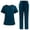 Dark Green1, variant on Ktyne Scrubs for Women Set Stretchy Nurse Uniform Short Sleeve V Neck Scrub & Jogger Pants Solid Color Medical Scrub Sets with Multi Pockets Dark Blue M