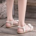 thumbnail image 4 of Womens Flat Sandals Weave Strap Open Toe Rhinestone Flower Decoration Ankle Elastic Non Slip Lightweight Breathable Summer Beach Sandals Beige, 4 of 6