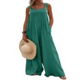 thumbnail image 1 of Wide Leg Overalls for Women Sleeveless Jumpsuits Suspender Overalls with Pockets, 1 of 5