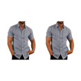 thumbnail image 3 of pitrice Chemise Homme à Simple Boutonnage Été Boutonnée Col Rabattu Chemises Polyester Mode Vêtements Cadeau d'Anniversaire Gris TTTG 2Set, 3 of 6