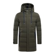 aohooy Men's Winter Puffer Jacket Hooded Zip Up Long Coat Warm Quilted Padded Jackets Water-Resistant Cold Weather Parka Army Green,XXXXXL