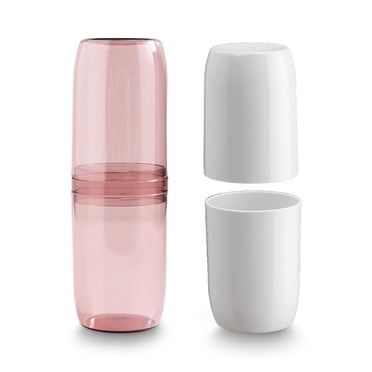 Maoww Étui à Brosse à Dents Contenant de Dentifrice Portable Anti-Poussière Plastique Sanitaire Usage Quotidien Porte-Burches Simple Collège Randonnée Quatre Tasses-Rose